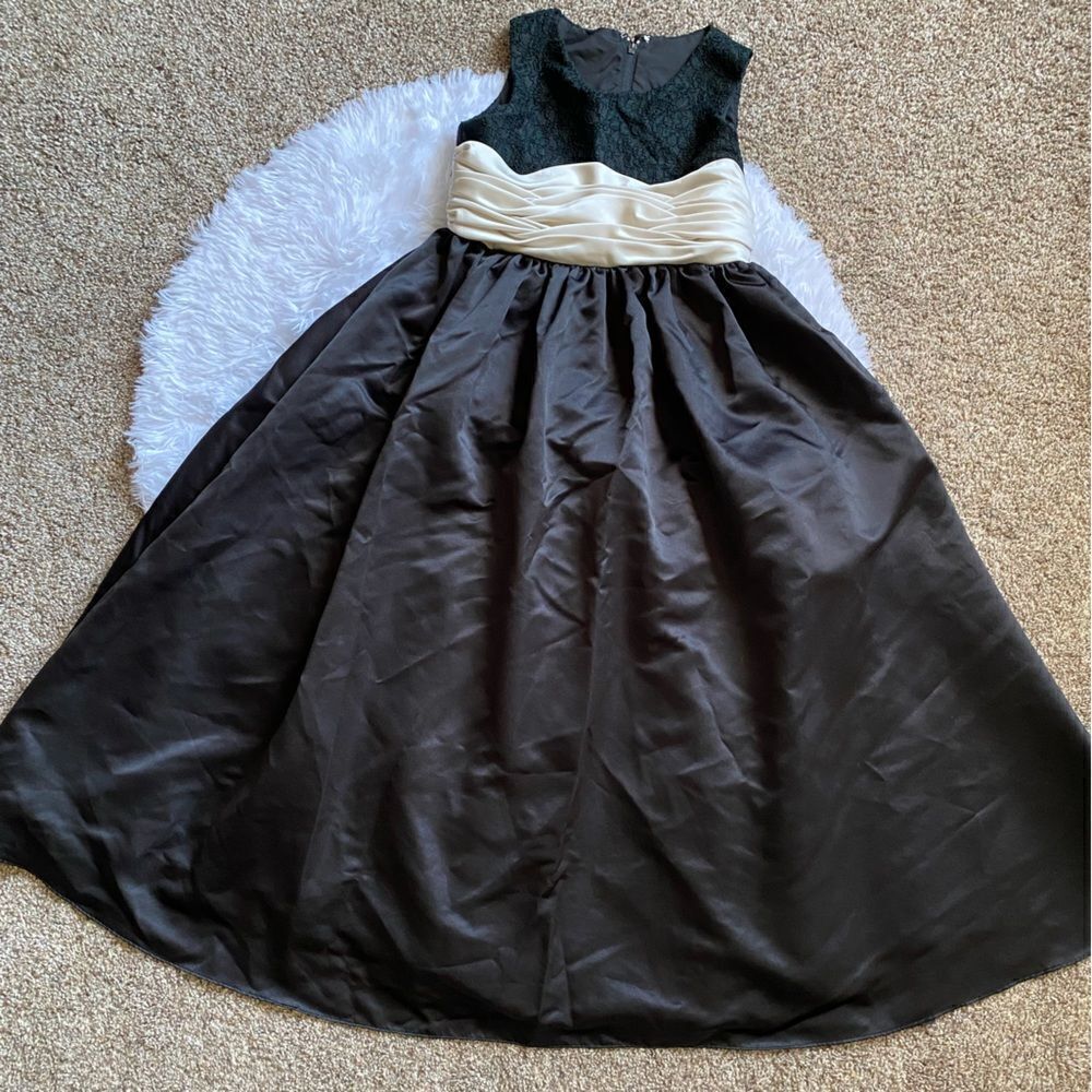Sweet Beginnings Gown Dress Black Cream Formal Tulle Flower Girl Wedding Girls 9